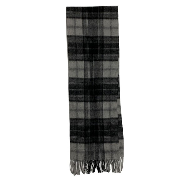 Nordstrom Scarf Gray Plaid Winter 100% Wool Classic Outdoor - Picture 1 of 7